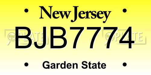 BJB7774 New Jersey License Plate