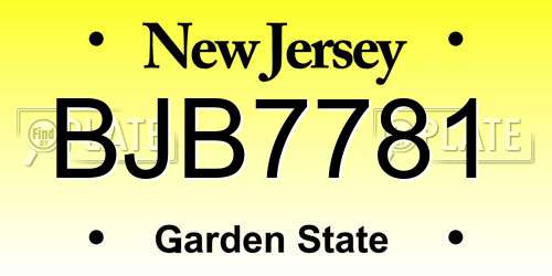 BJB7781 New Jersey License Plate