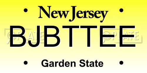 BJBTTEE New Jersey License Plate