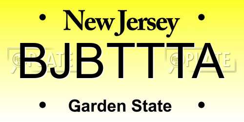 BJBTTTA New Jersey License Plate