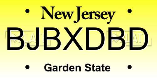 BJBXDBD New Jersey License Plate