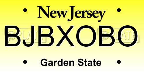 BJBXOBO New Jersey License Plate