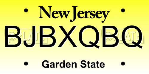 BJBXQBQ New Jersey License Plate