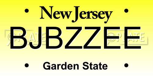 BJBZZEE New Jersey License Plate