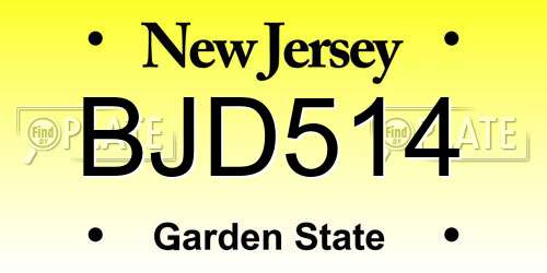 BJD514 New Jersey License Plate