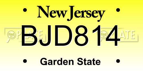 BJD814 New Jersey License Plate