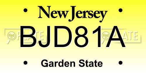 BJD81A New Jersey License Plate
