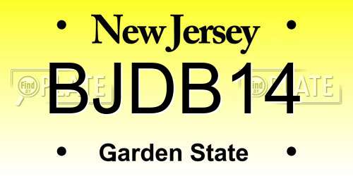 BJDB14 New Jersey License Plate