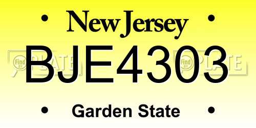 BJE4303 New Jersey License Plate