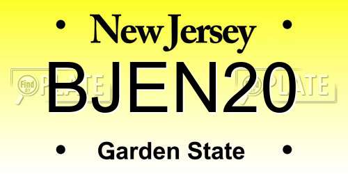 BJEN20 New Jersey License Plate