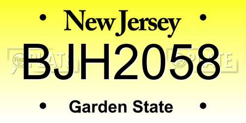 BJH2058 New Jersey License Plate