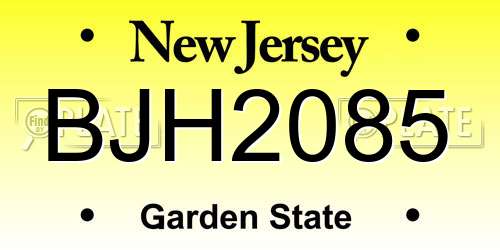 BJH2085 New Jersey License Plate
