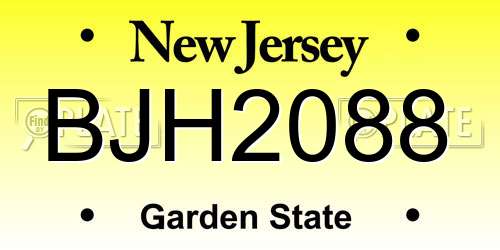BJH2088 New Jersey License Plate