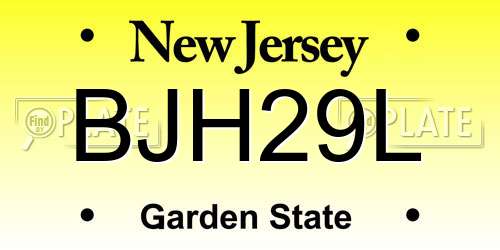 BJH29L New Jersey License Plate