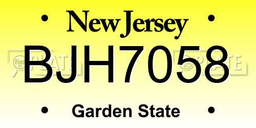 BJH7058 New Jersey License Plate