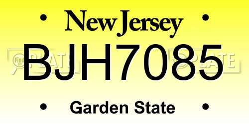 BJH7085 New Jersey License Plate