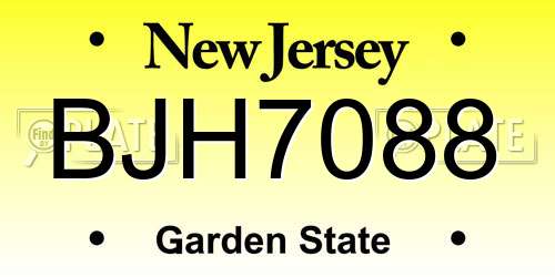 BJH7088 New Jersey License Plate