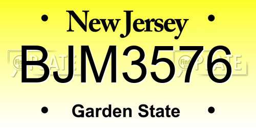 BJM3576 New Jersey License Plate