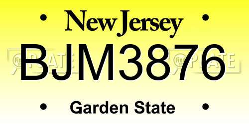 BJM3876 New Jersey License Plate