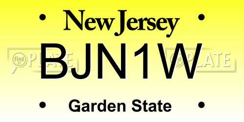 BJN1W New Jersey License Plate