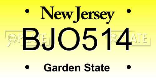 BJO514 New Jersey License Plate