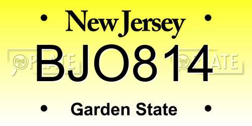 BJO814 New Jersey License Plate