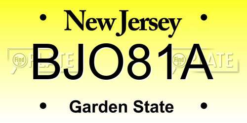 BJO81A New Jersey License Plate