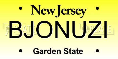 BJONUZI New Jersey License Plate