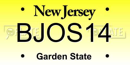 BJOS14 New Jersey License Plate