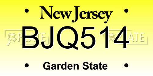 BJQ514 New Jersey License Plate