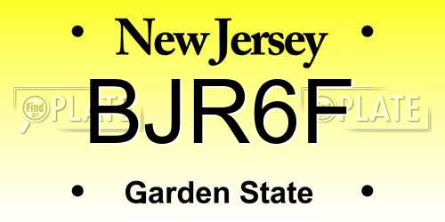 BJR6F New Jersey License Plate