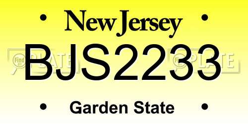 BJS2233 New Jersey License Plate