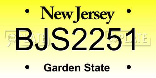 BJS2251 New Jersey License Plate