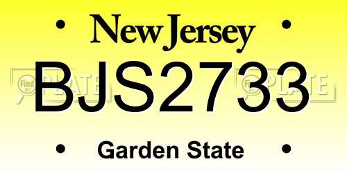 BJS2733 New Jersey License Plate