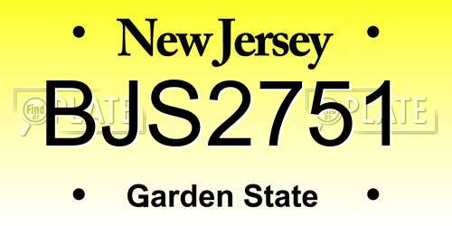 BJS2751 New Jersey License Plate