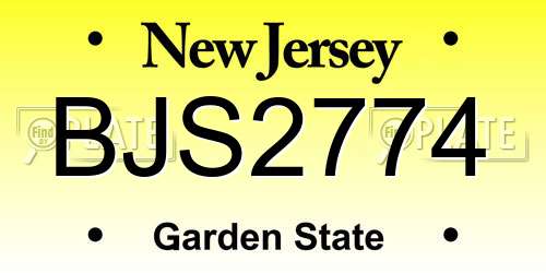 BJS2774 New Jersey License Plate