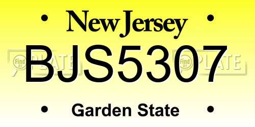 BJS5307 New Jersey License Plate