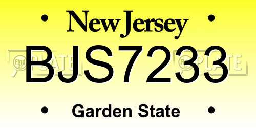 BJS7233 New Jersey License Plate
