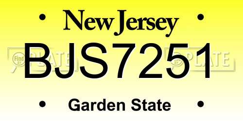 BJS7251 New Jersey License Plate