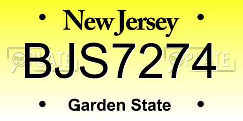 BJS7274 New Jersey License Plate