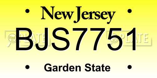 BJS7751 New Jersey License Plate