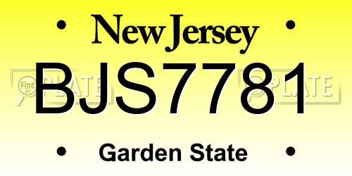 BJS7781 New Jersey License Plate