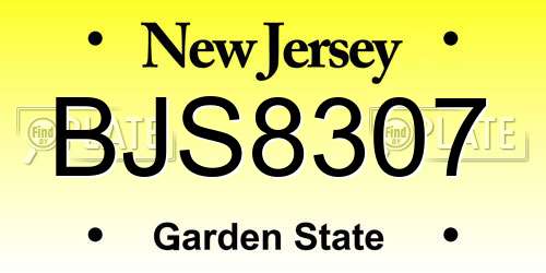 BJS8307 New Jersey License Plate