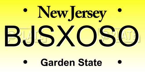 BJSXOSO New Jersey License Plate