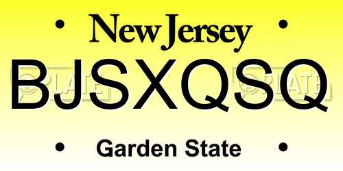 BJSXQSQ New Jersey License Plate