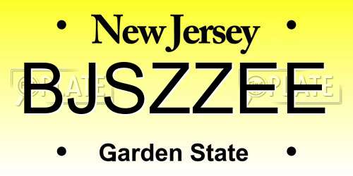 BJSZZEE New Jersey License Plate