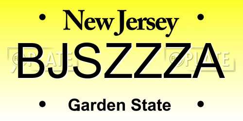 BJSZZZA New Jersey License Plate