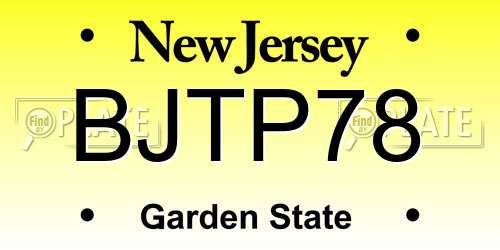 BJTP78 New Jersey License Plate