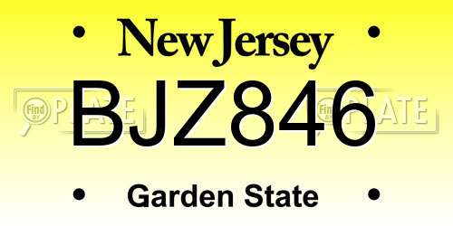 BJZ846 New Jersey License Plate