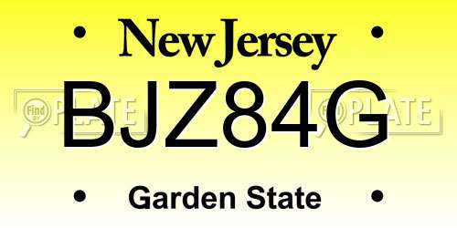 BJZ84G New Jersey License Plate